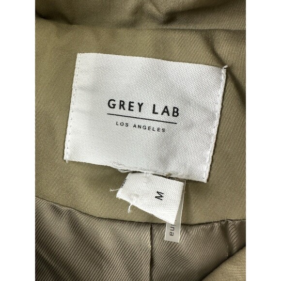 Grey Lab Quilted Jacket Olive Stand Collar Hidden Zip Button Cuff Womens Medium - Picture 14 of 16